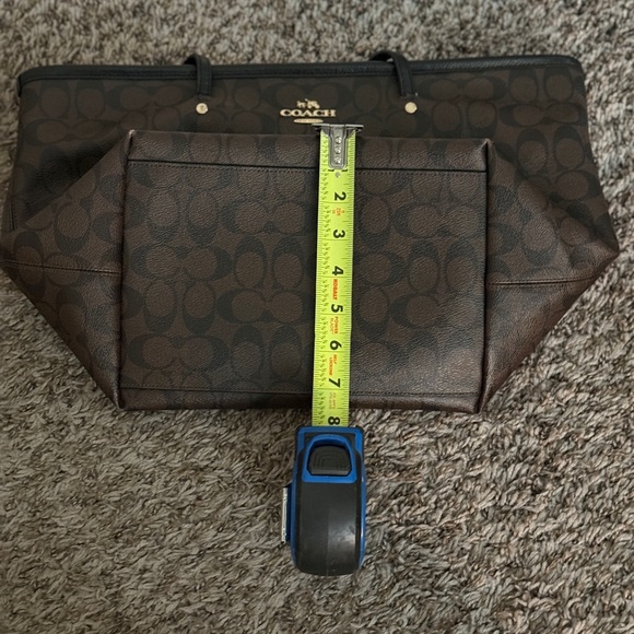 Coach Signature Brown Monogram Tote Bag Large Shoulder Bag Canvas Leather Trim - Picture 9 of 9